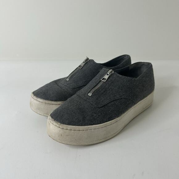 VINCE Shoes Women’s 7 M Warner Wool Front Zip Platform Sneakers Gray Slip On - Picture 1 of 10
